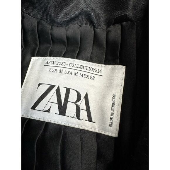 ZARA WOOL COAT WITH PLEATED LINING LIMITED EDITION BLACK MEDIUM - Picture 16 of 16